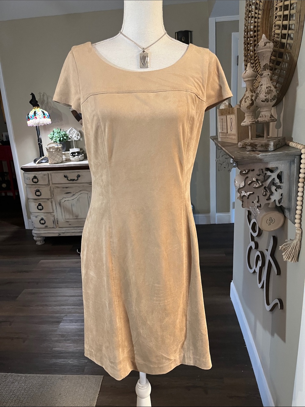 Nanette Lepore Short-Sleeve A-Line Faux Suede Dress